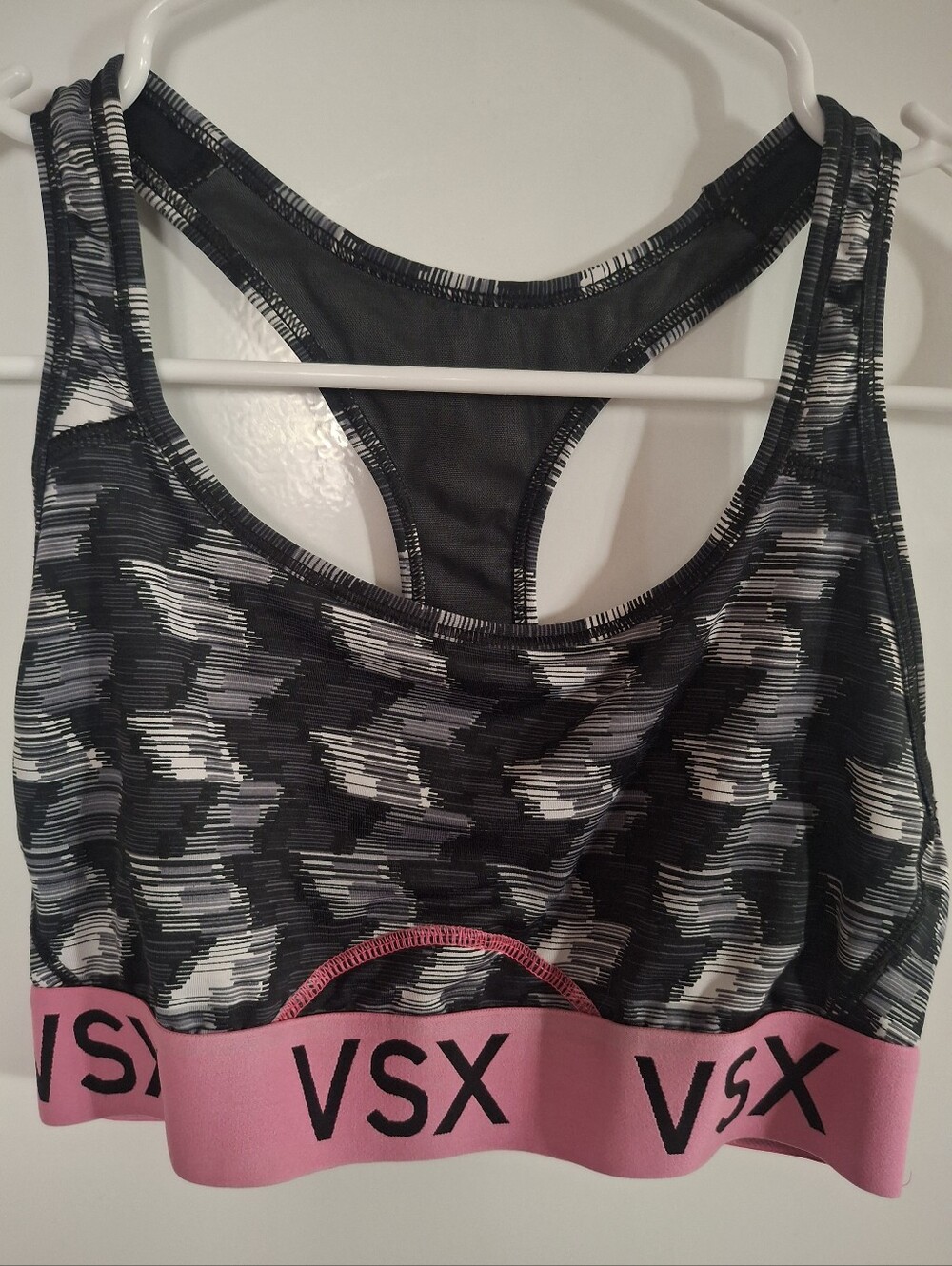VSX Black & Gray Camo Sports Bra with Pink Band